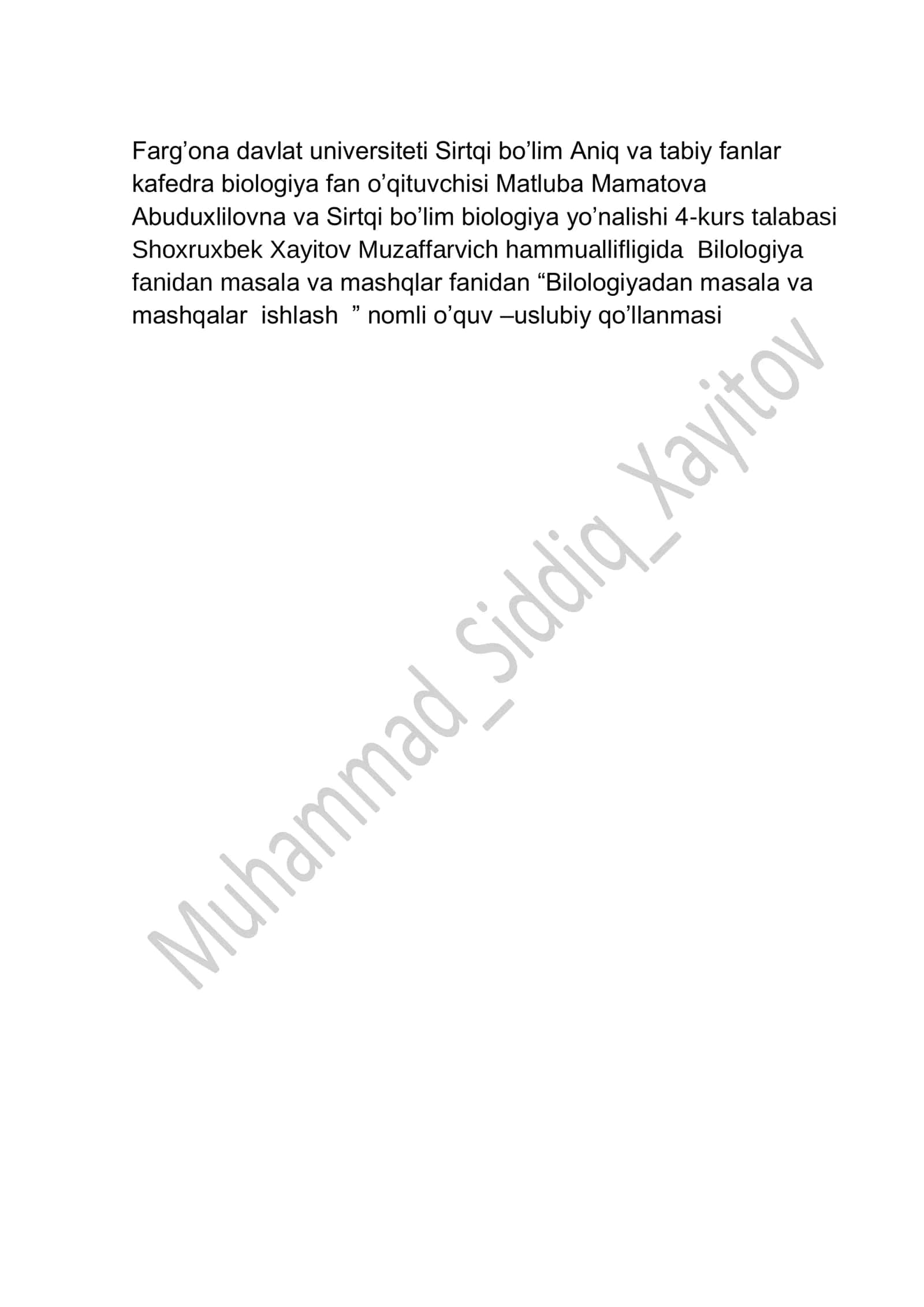 Biologiya masalalar to'plami 3