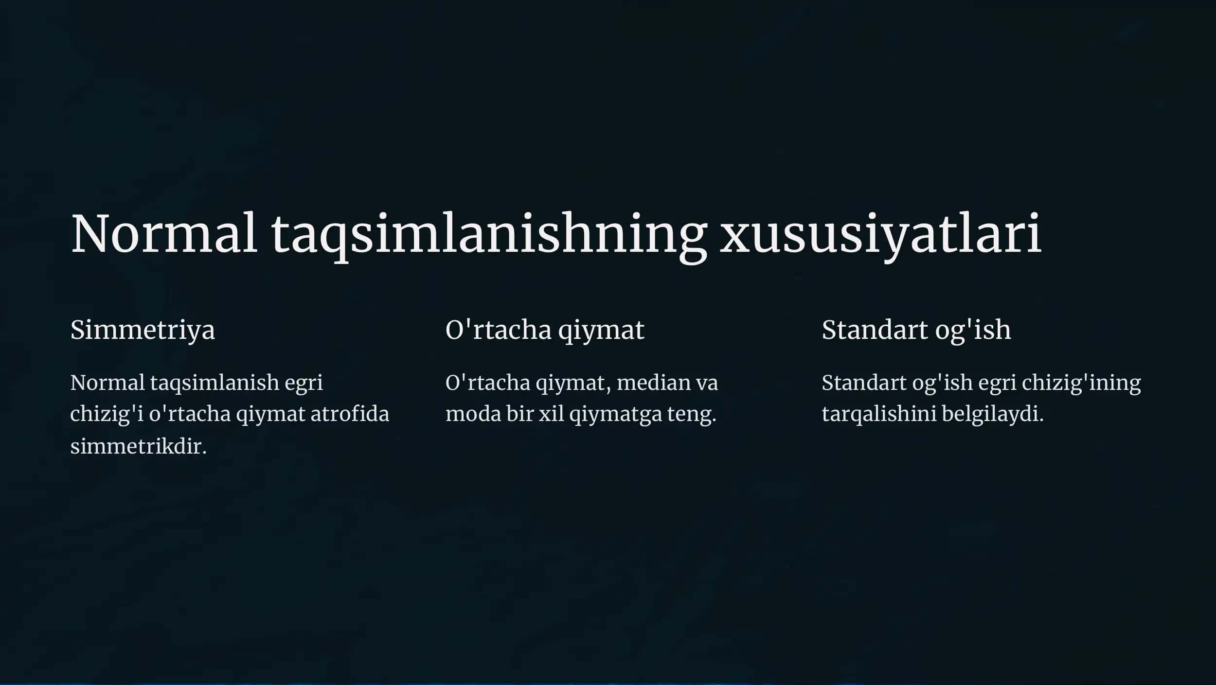 Normal taqsimlanish nazariyasi va uni amaliyotga tatbiq etish 3
