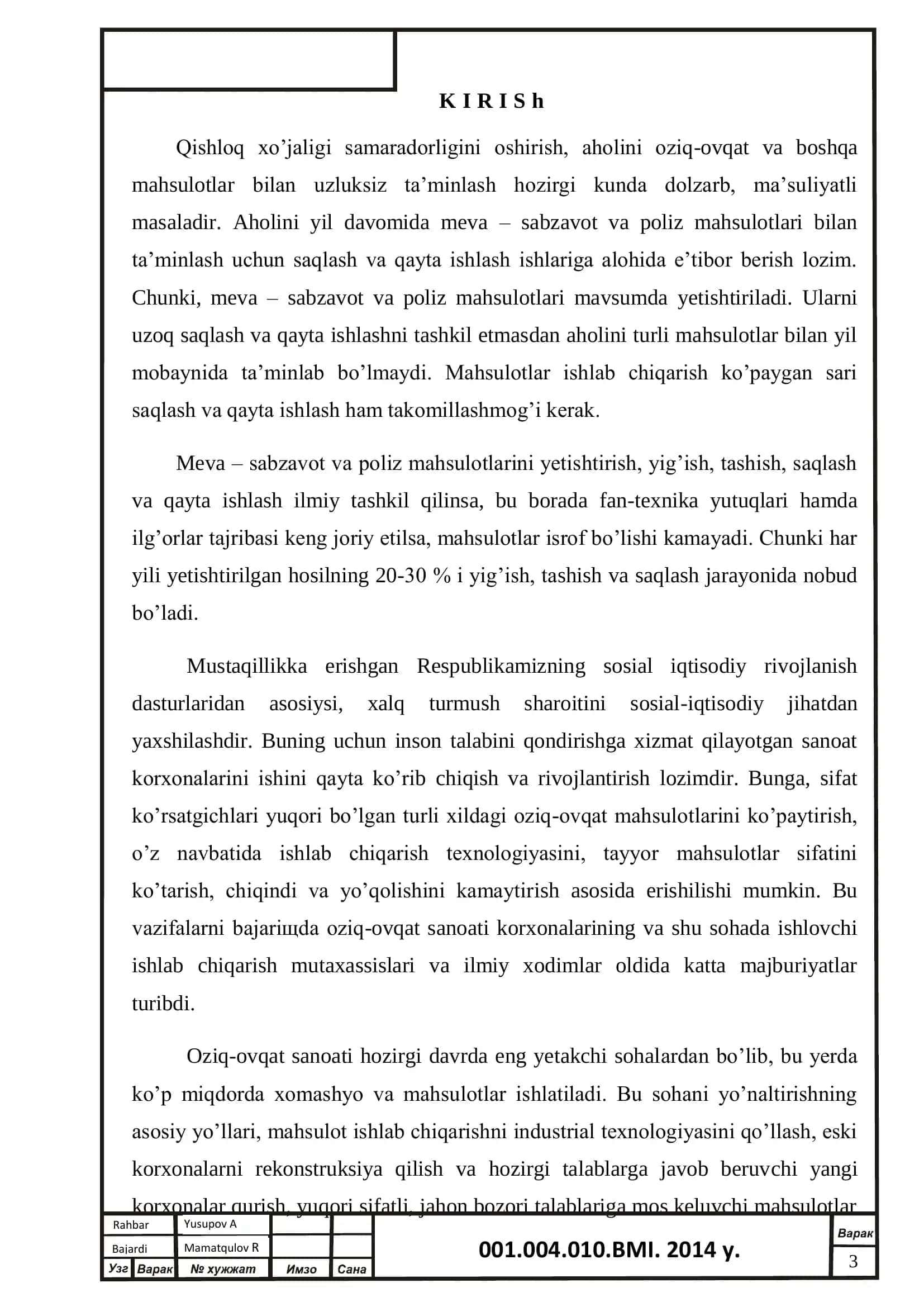 Tamaki bargini saqlash va daslabki qayta ishlash kichik korxonasini loyihalash 3