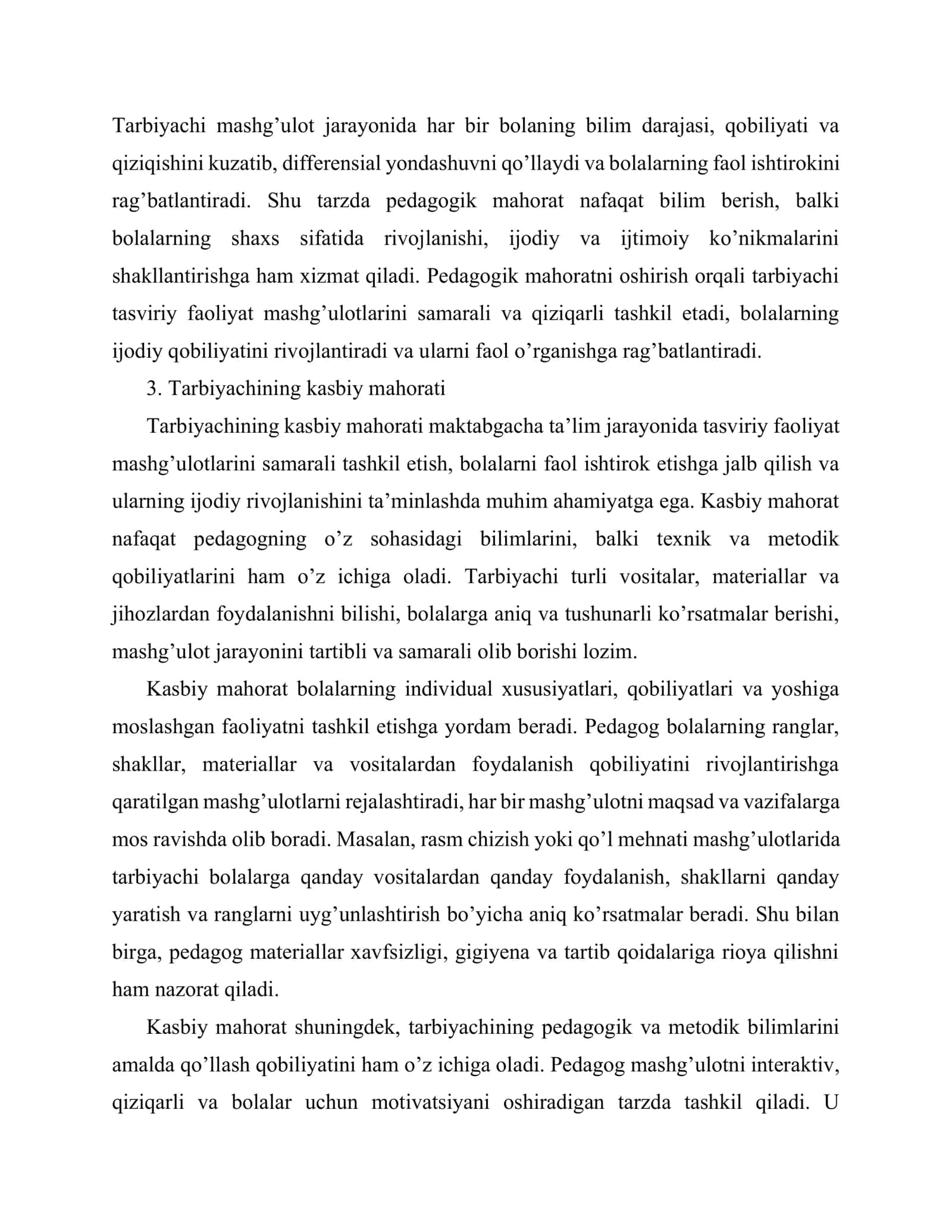 Tarbiyachining tasviriy faoliyat mashg’ulotlaridagi pedagogik va kasbiy mahorati 3