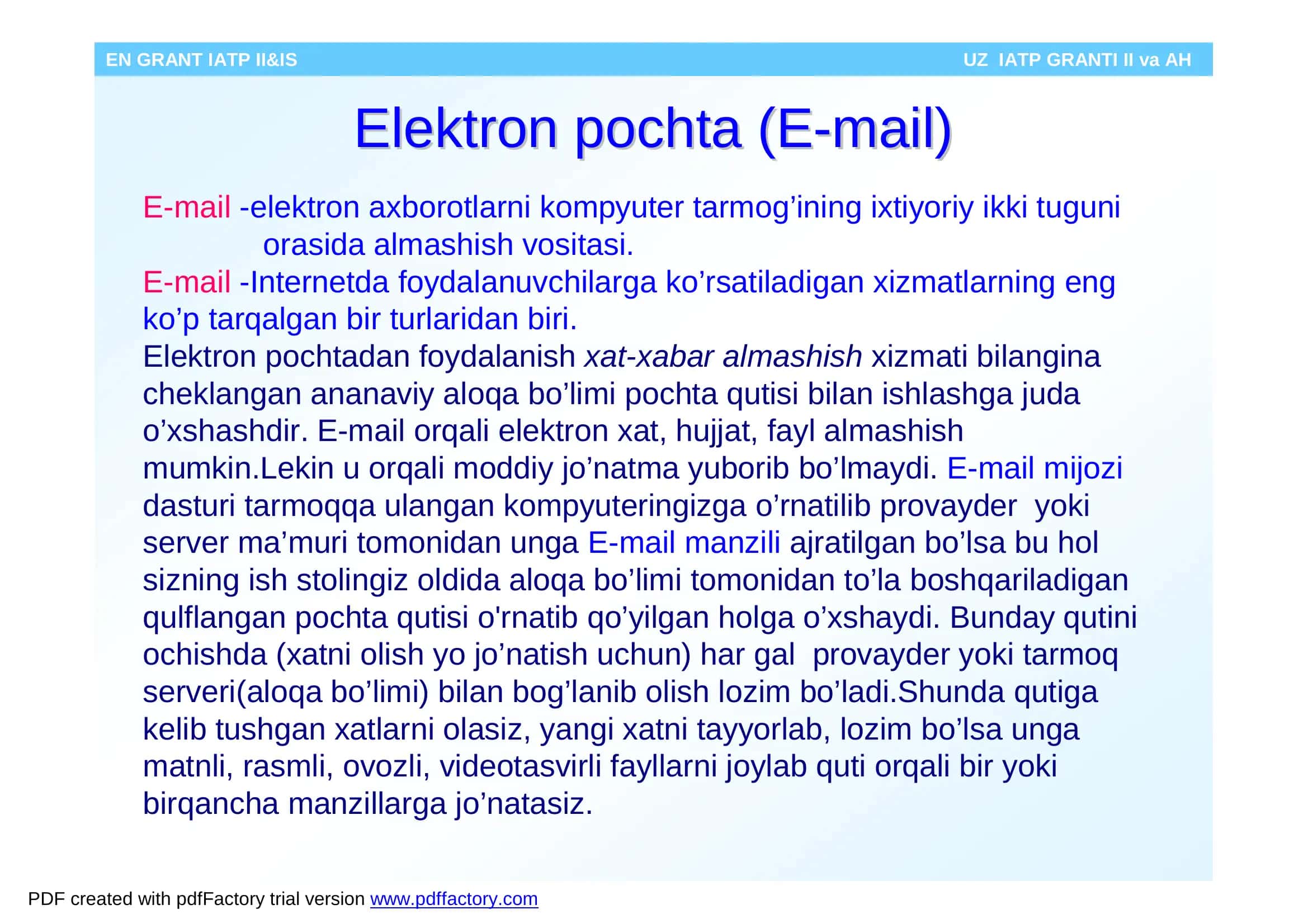 Elektron pochta (E-mail) 3