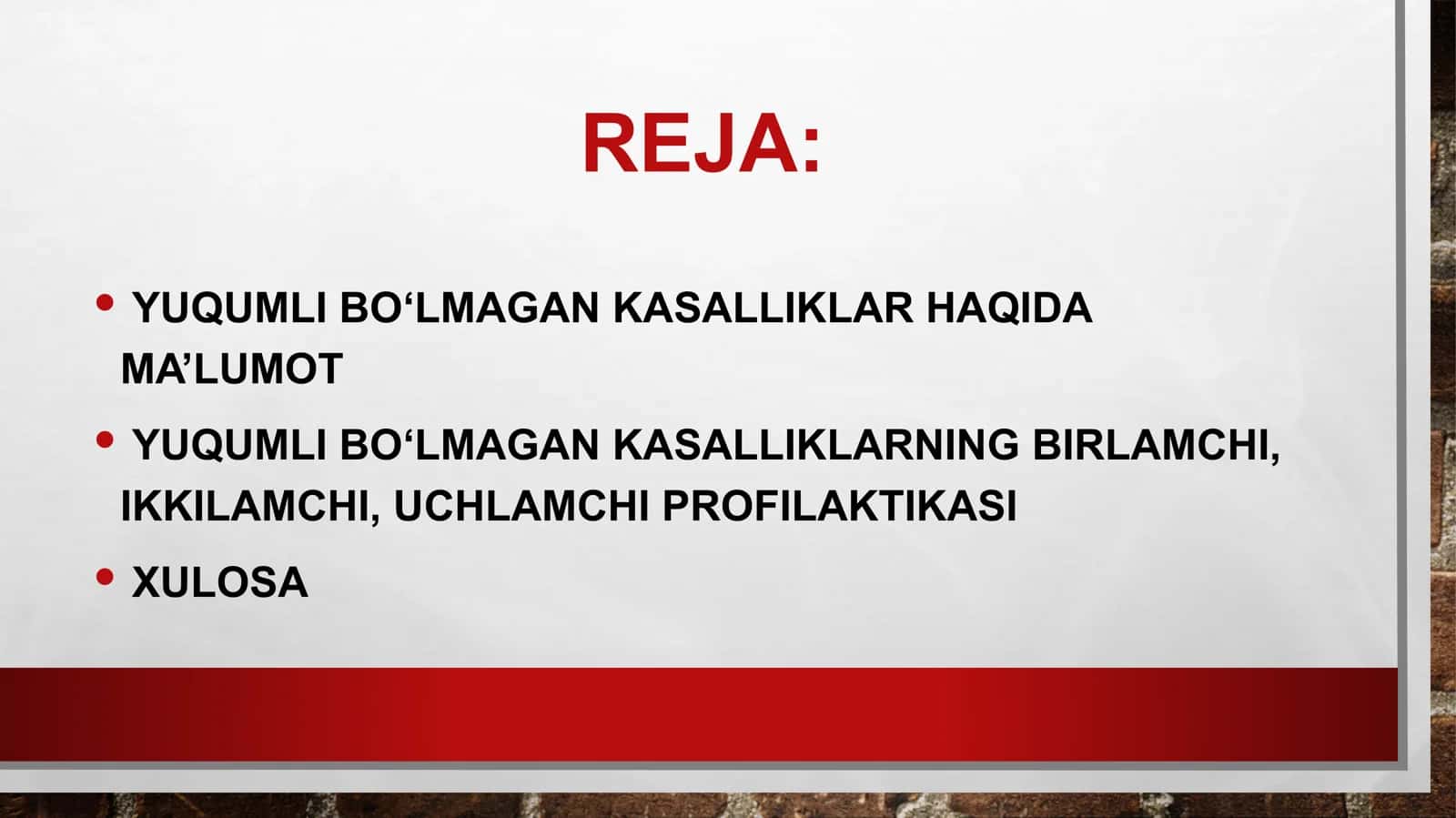 YUQUMLI BOʻLMAGAN KASALLIKLARNING BIRLAMCHI, IKKILAMCHI, UCHLAMCHI PROFILAKTIKASI 3