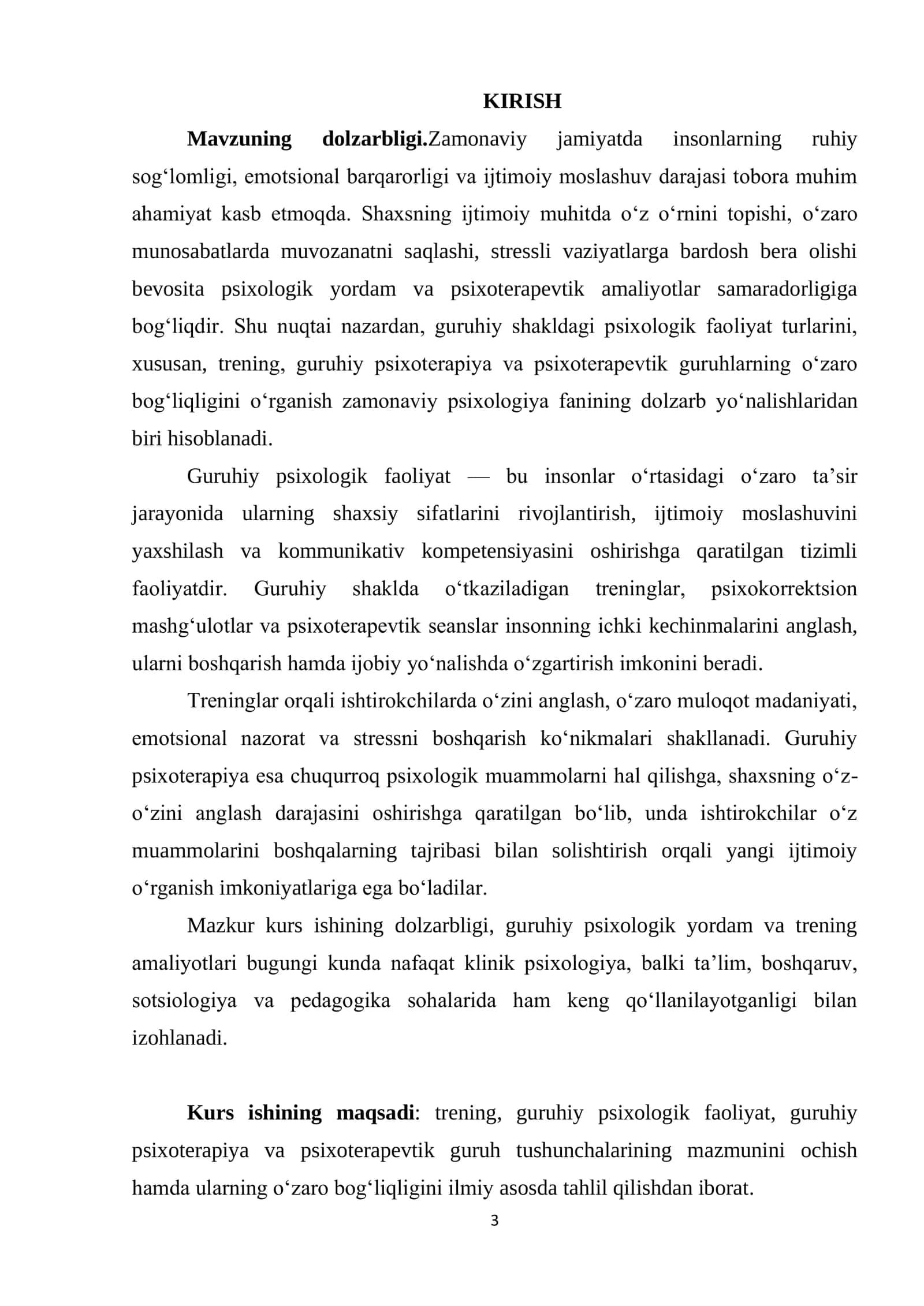 Trening, guruhiy psixologik foliyat, guruhiy psixoterapiya, psixoterapevtik guruh tushunchalarining mazmuni va bogliqligi 3