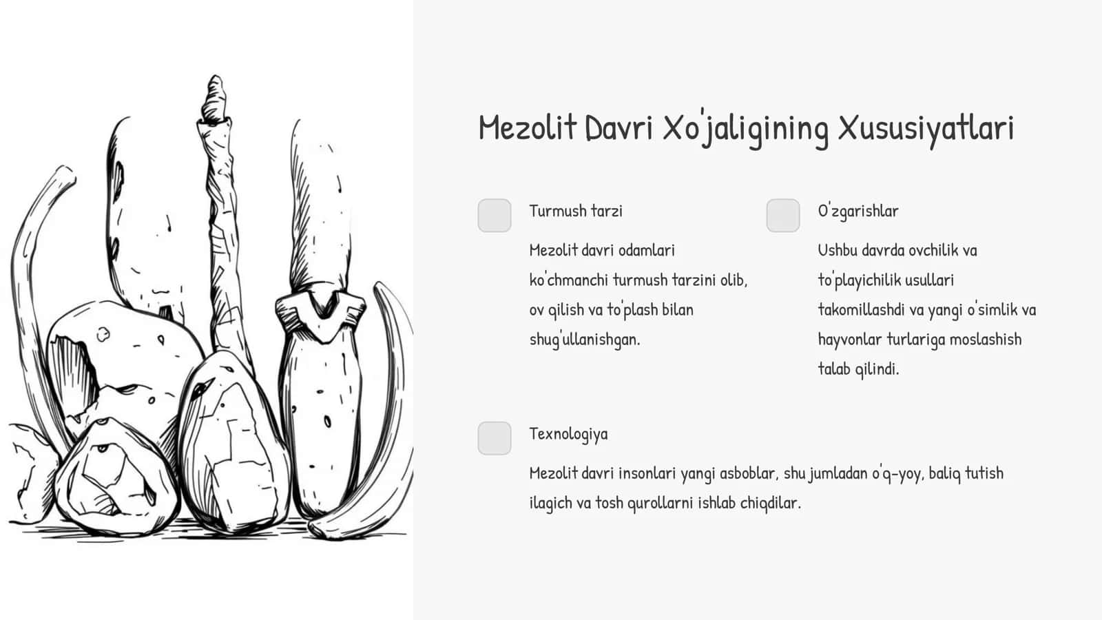 Mezolit davri xo'jalik va moddiy madaniyati 3