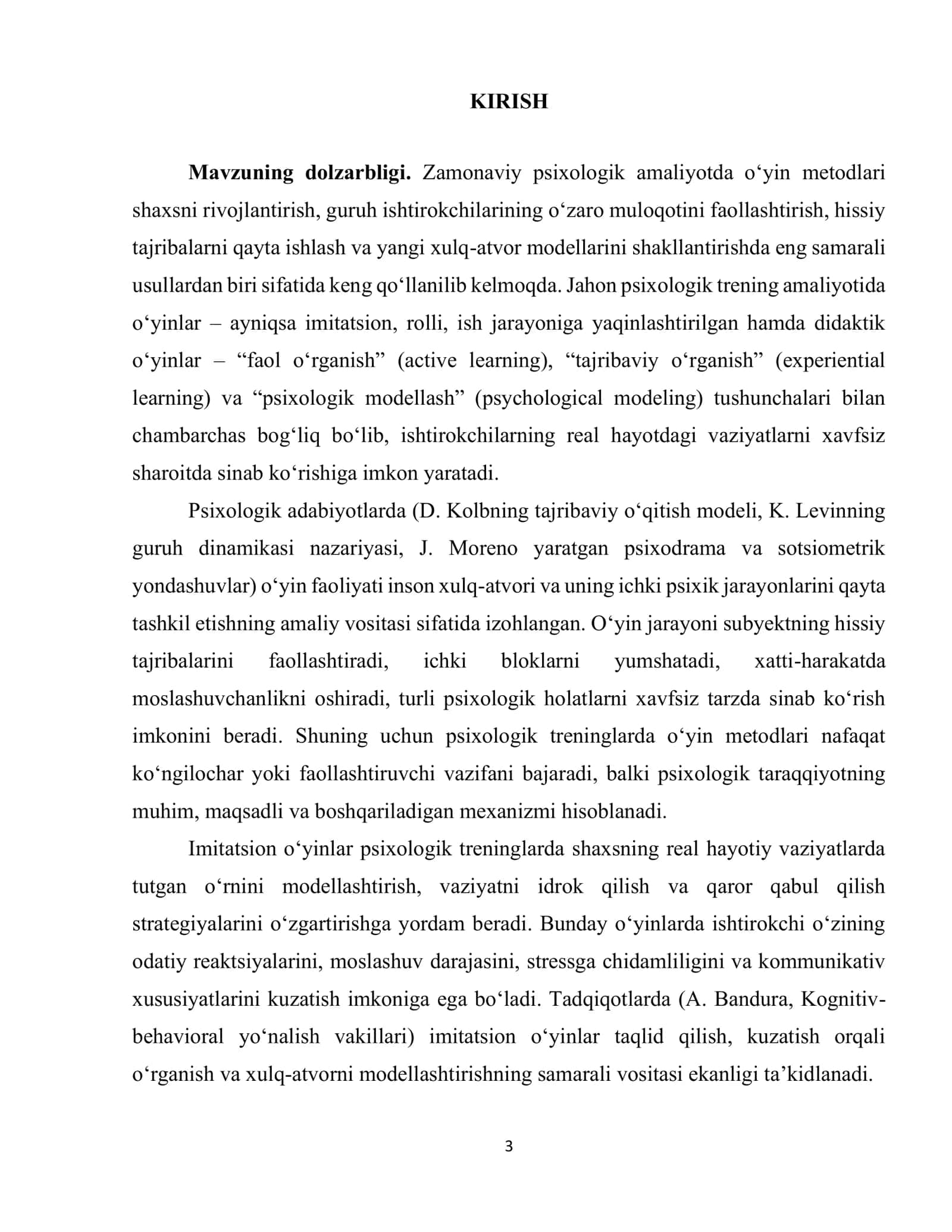 O'yin metodlari. Imitatsion o'yin-ish, o'yinli-rolli o'yinlar, o'quv va didaktik o'yinlar 3