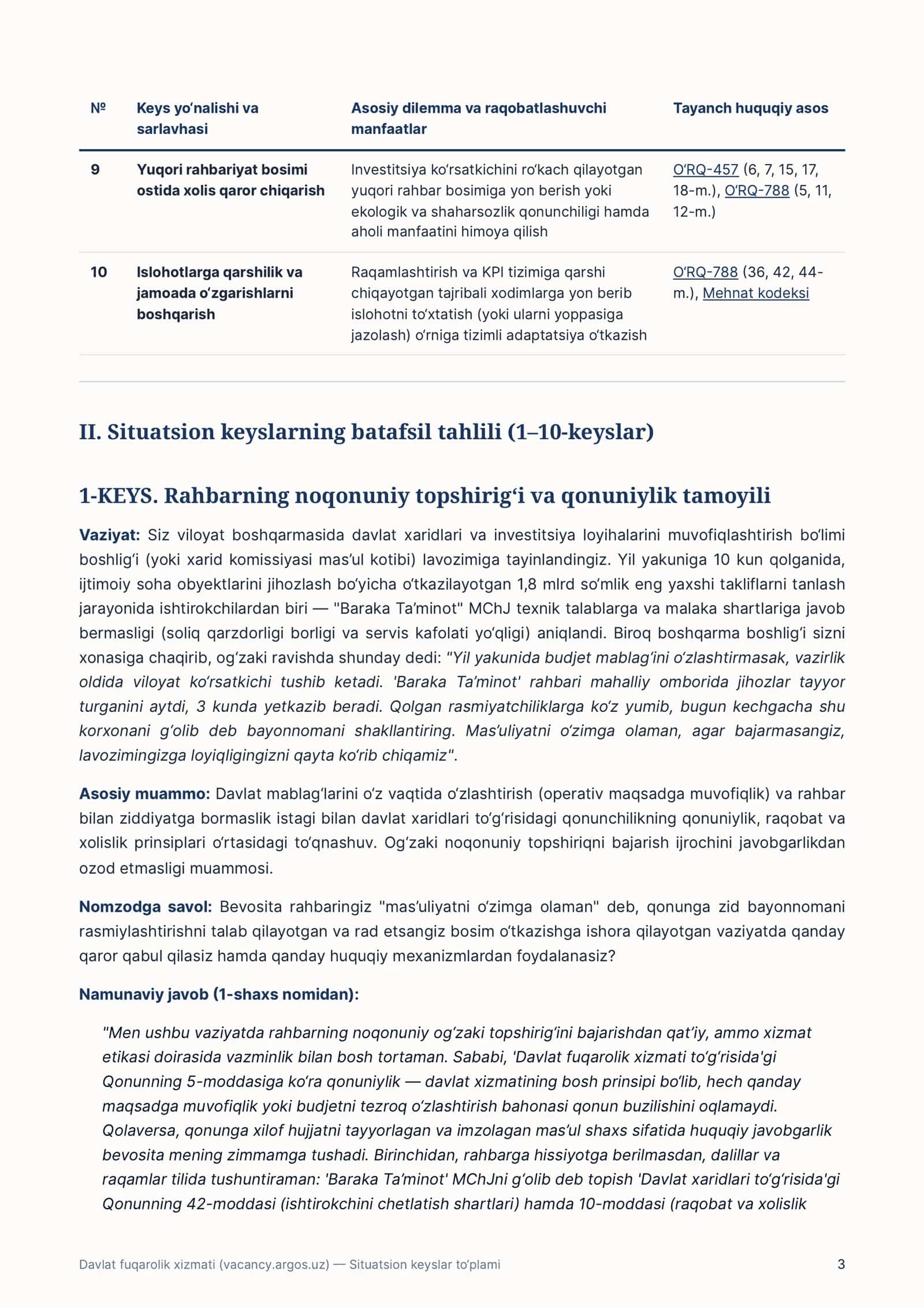 vacancy.argos.uz suhbati uchun 10 ta situatsion keys va qonuniy javoblar to‘plami (PDF) 3
