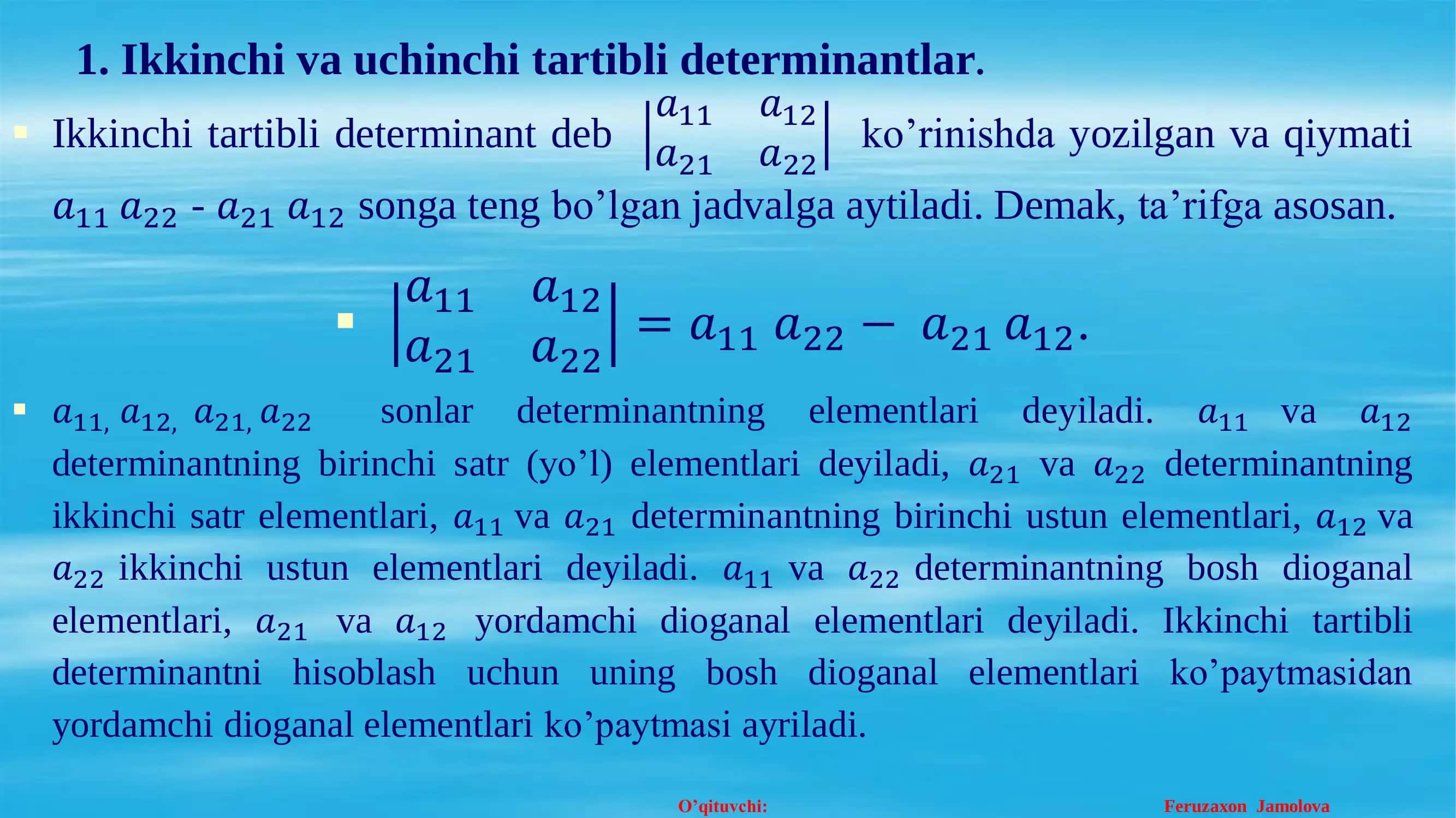 Dеtеrminantlar va ularning xossalari 3