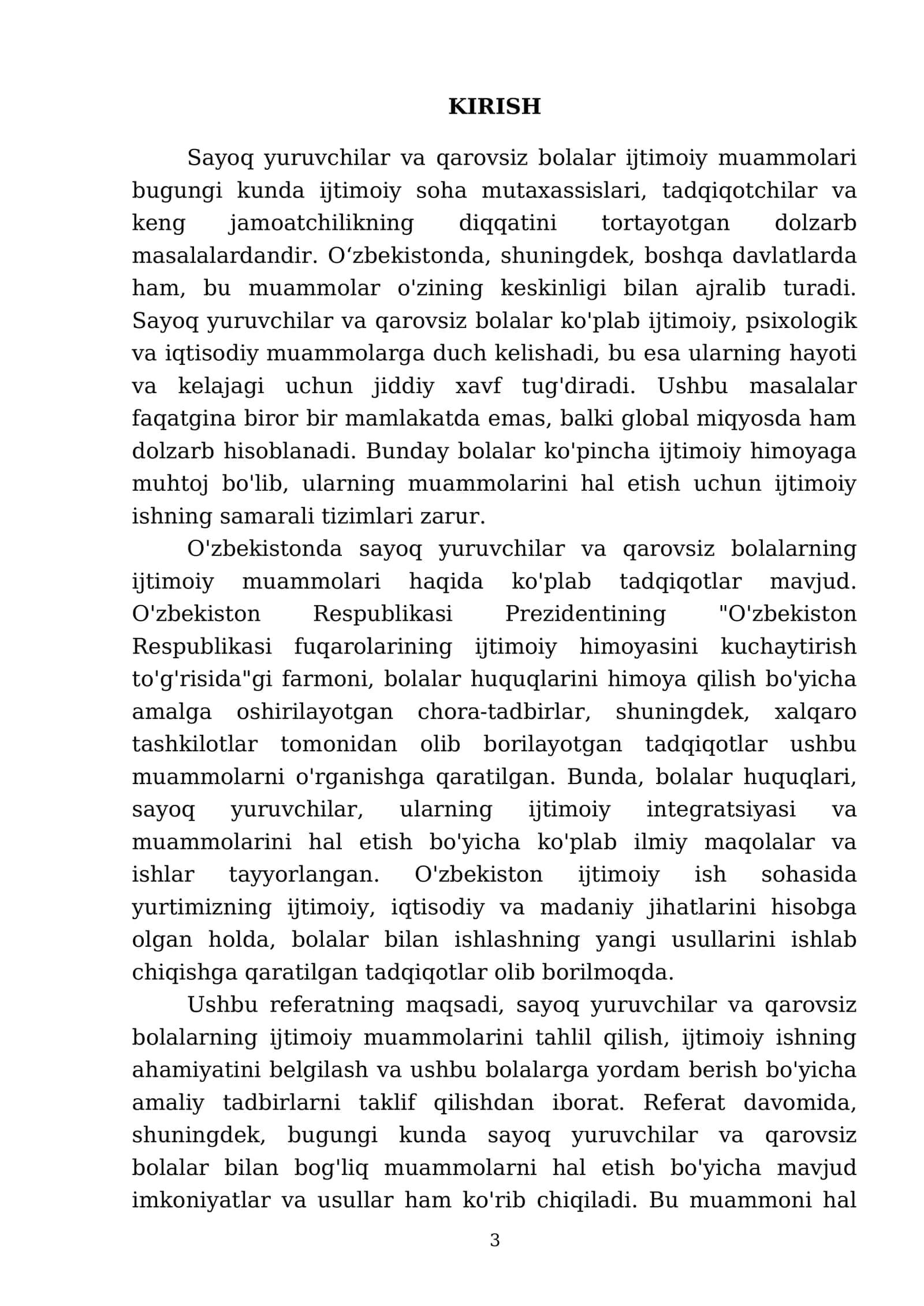 Sayoq yuruvchilar va qarovsiz qolgan bolalar uchun koʻchadagi ijtimoiy ish boʻyicha mustaqil ish 3