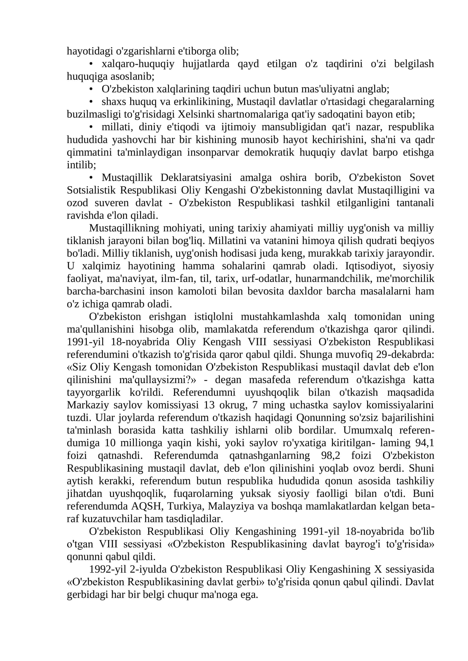 O‘ZBEKISTON RESPUBLIKASI MUSTAQILLIGINING E’LON QILINISHI VA UNING TARIXIY AHAMIYATI 3
