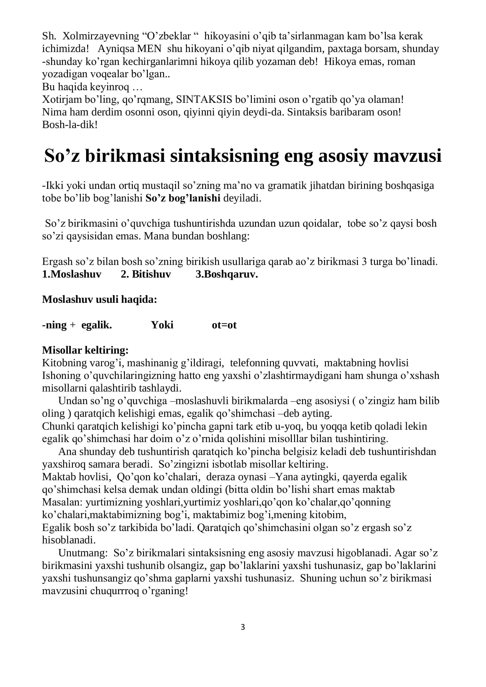 Sintaksisni o'rganish 3