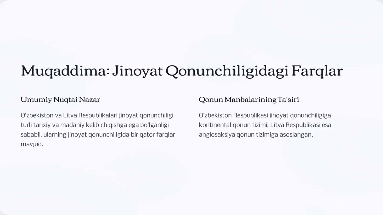 Muqaddima: Jinoyat Qonunchiligidagi Farqlar 3