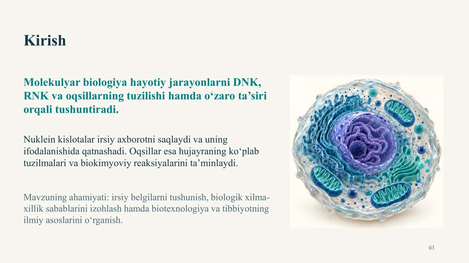 Molekulyar biologiya hayotiy jarayonlari 3