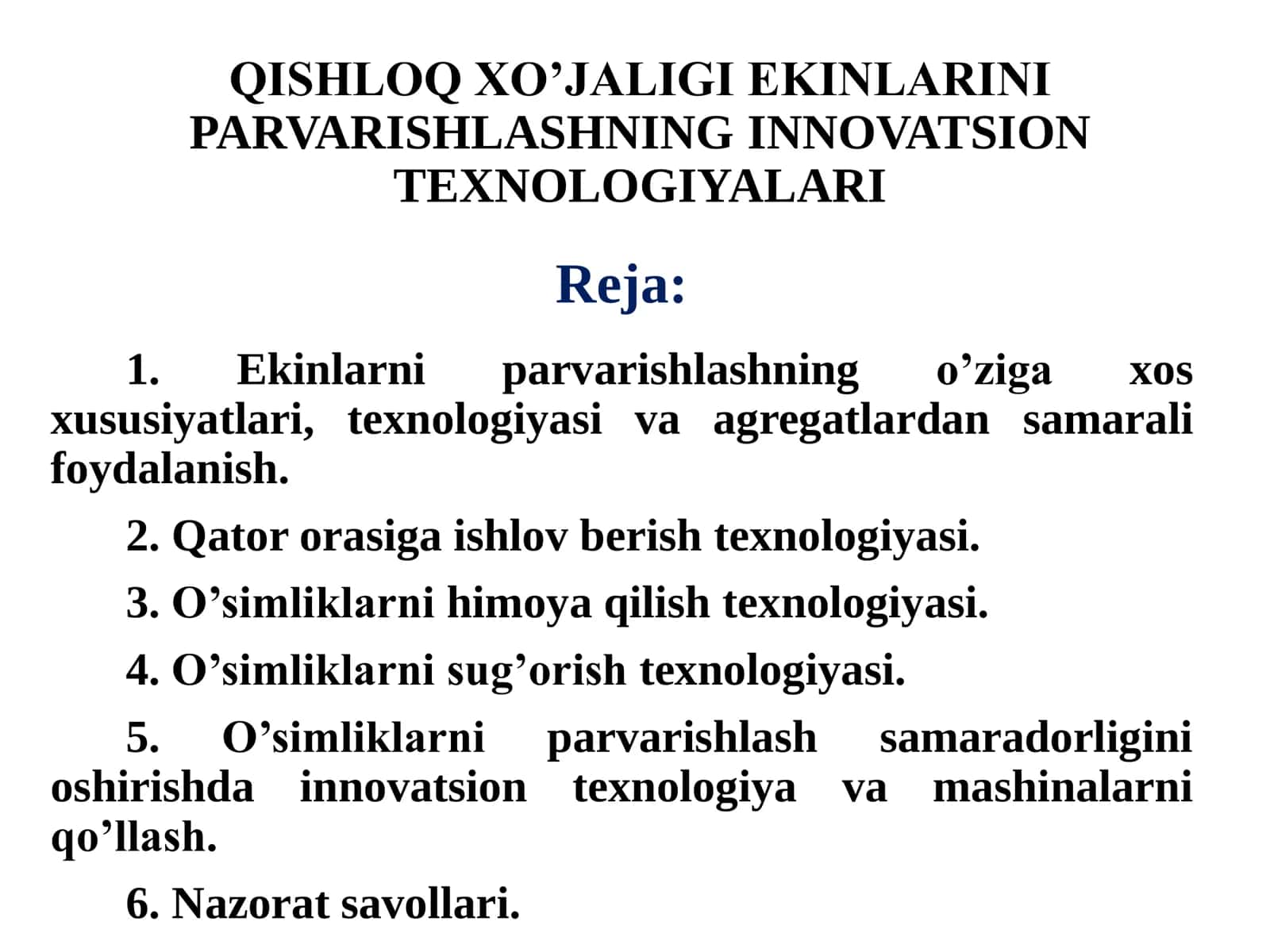 QISHLOQ XO’JALIK TEXNIKALARIDAN FOYDALANISH VA TEXNIK SERVIS 3