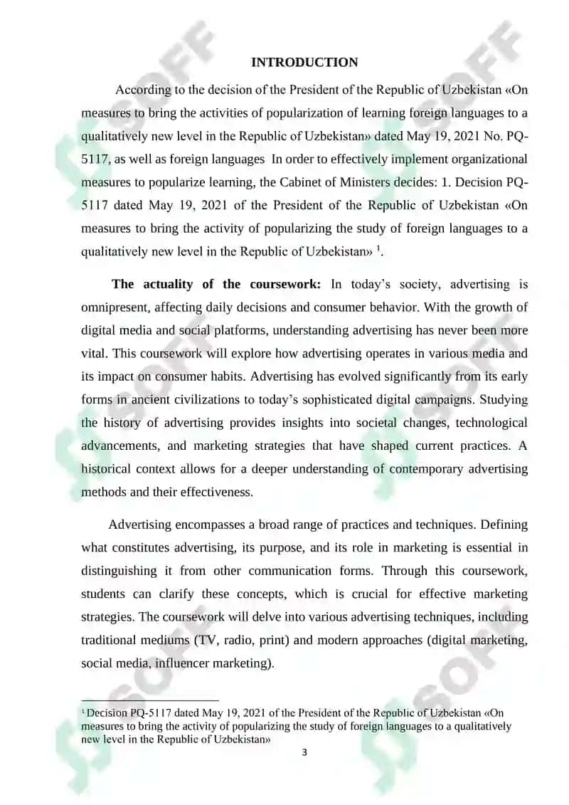 Advertising Course Work 3