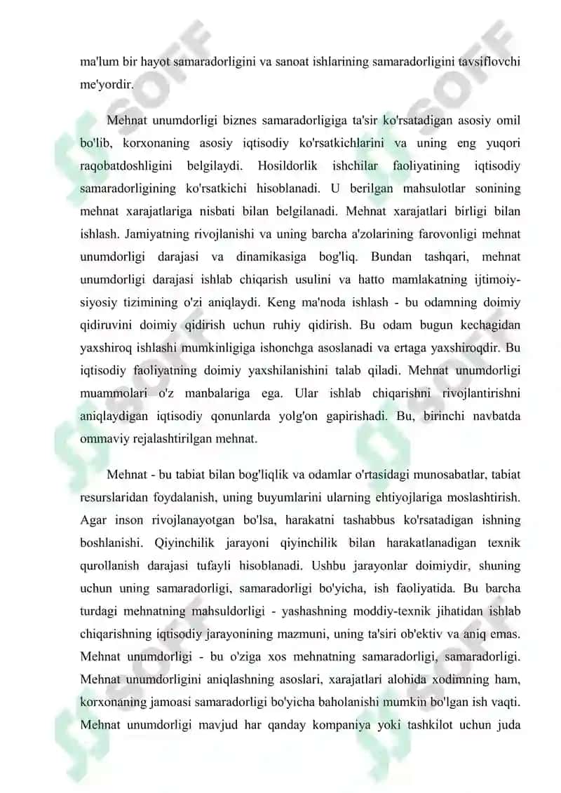 Mehnat unumdorligining darajasi va unga tasir etuvchi omillar 3