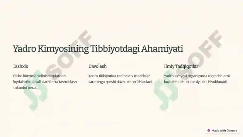 Yadro Kimyoning Tibbiyotdagi O'rni 3
