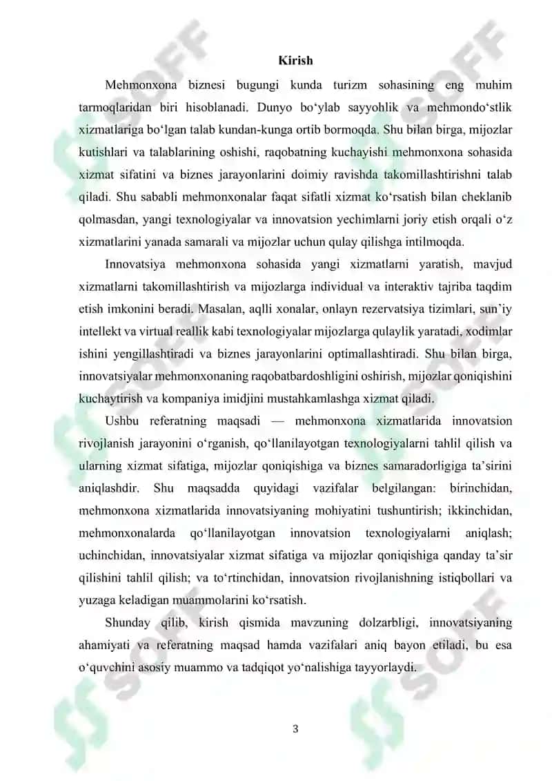 Mehmonxona xizmatlarini innovatsion rivojlanishi 3