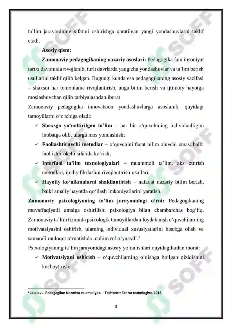 ZAMONAVIY DUNYO PEDAGOGIKA VA PSIXOLOGIYA NAZARY VA AMALIYOTI 3