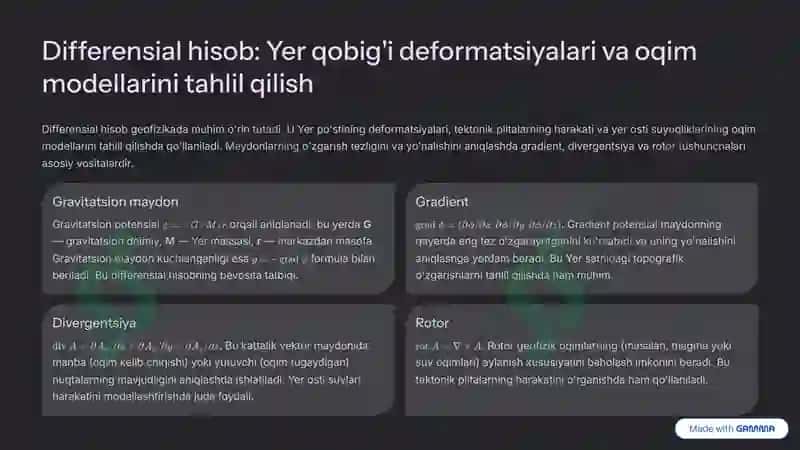 Geofizikada Differensial va Integral Hisob Tatbiqlari 3