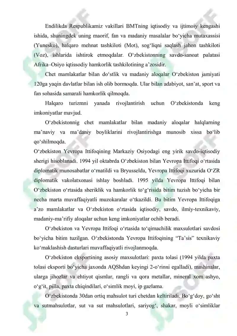 O'zbekiston Tashqi Savdo Munosabatlari Geografiyasi 3