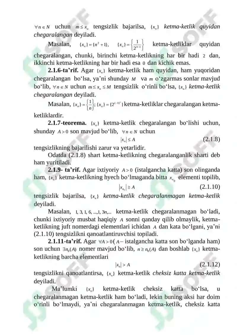 SONLI KETMA-KETLIK TUSHUNCHASI. KETMAKETLIKNING LIMITI. FUNKSIYA TUSHUNCHASI. FUNKSIYA LIMITI VA UNI HISOBLASH 3