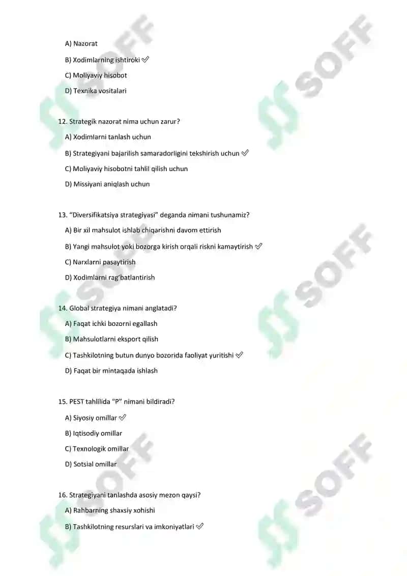 Strategik boshqaruv fanidan test savollari (1–20) 3