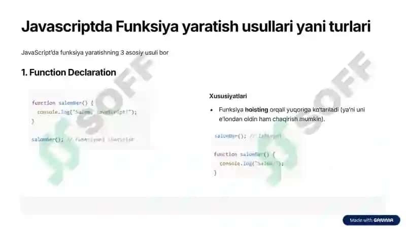 JavaScriptda Funksiyalar va massivlar 3