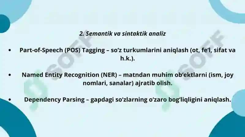 Tabiiy tilni qayta ishlash (NLP – Natural Language Processing) 3