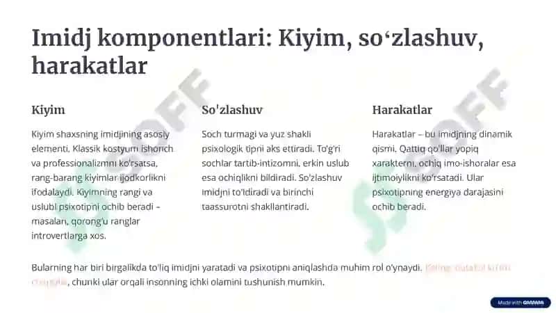 Psixotip va Imidjologiya 3