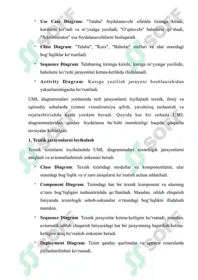 Tizimli dasturlash usullari. UML- modellashtirish usuli 3