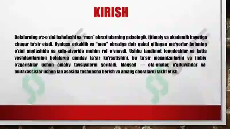 MEN OBRAZI VA OʻZ OʻZINI BAHOLASHDA 3