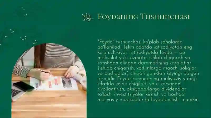 Mavzu: Foyda va uning shakilanishi 3