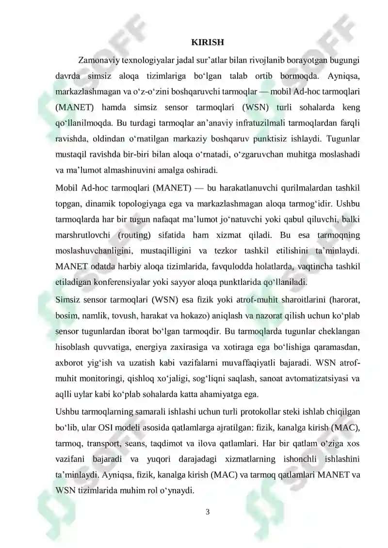Mobil Ad-hoc tarmoqlari (MANET) protokollar 3
