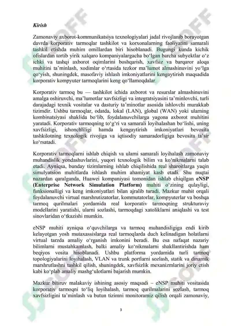 Bitiruv malakaviy ishi eNSP (Enterprise Network Simulation Platform) 3
