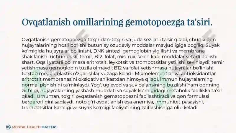 Ovqatlanish va qon kasalliklari orasida bogʻliqlik 3