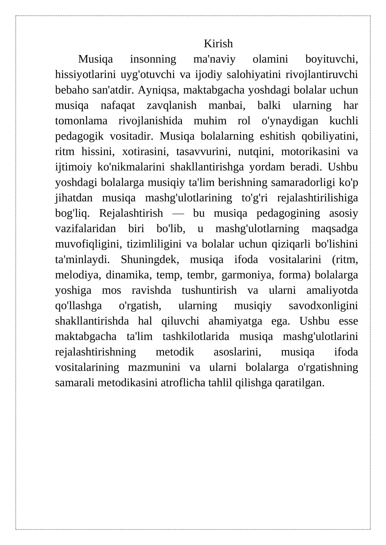 Musiqa mashg'ulotlari rejalashtirish va ifoda vositalari 3