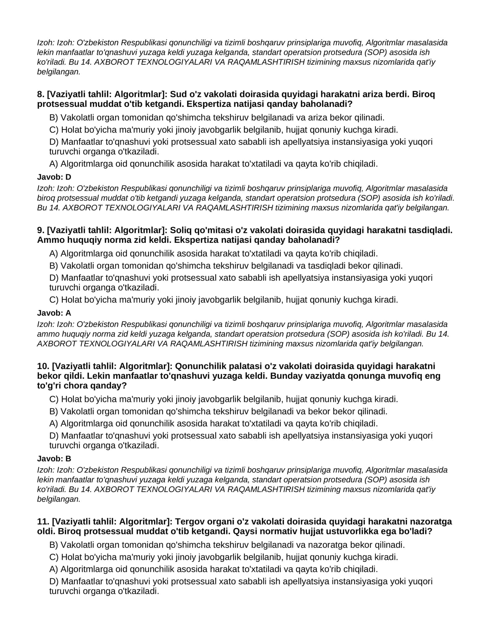 ALGORITMLAR - 2-QISM (100 TA QIYIN TEST) 3