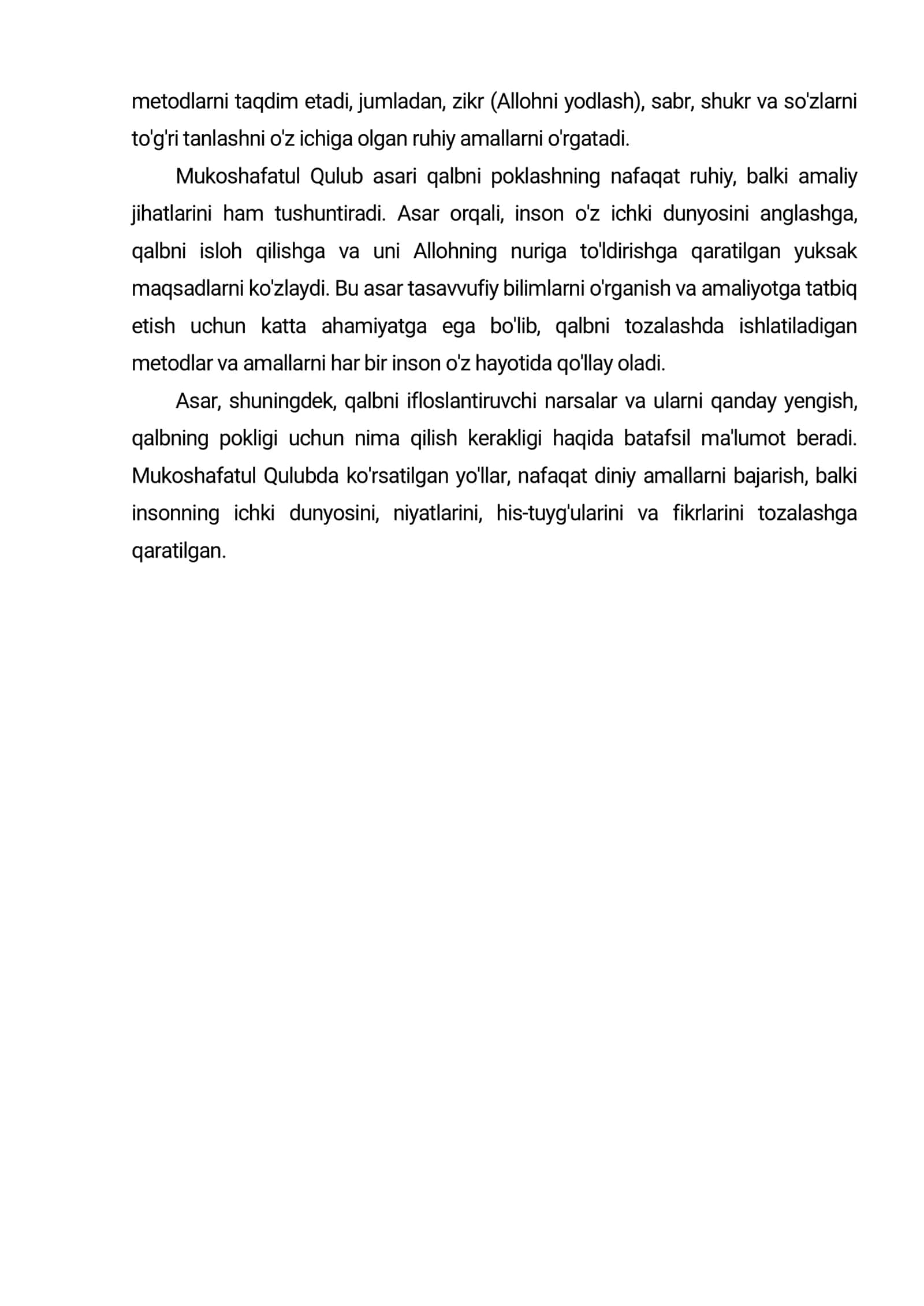 Abu Homid Muhammad Gʻazzoliyning "Mukoshafatul qulub" asari 3