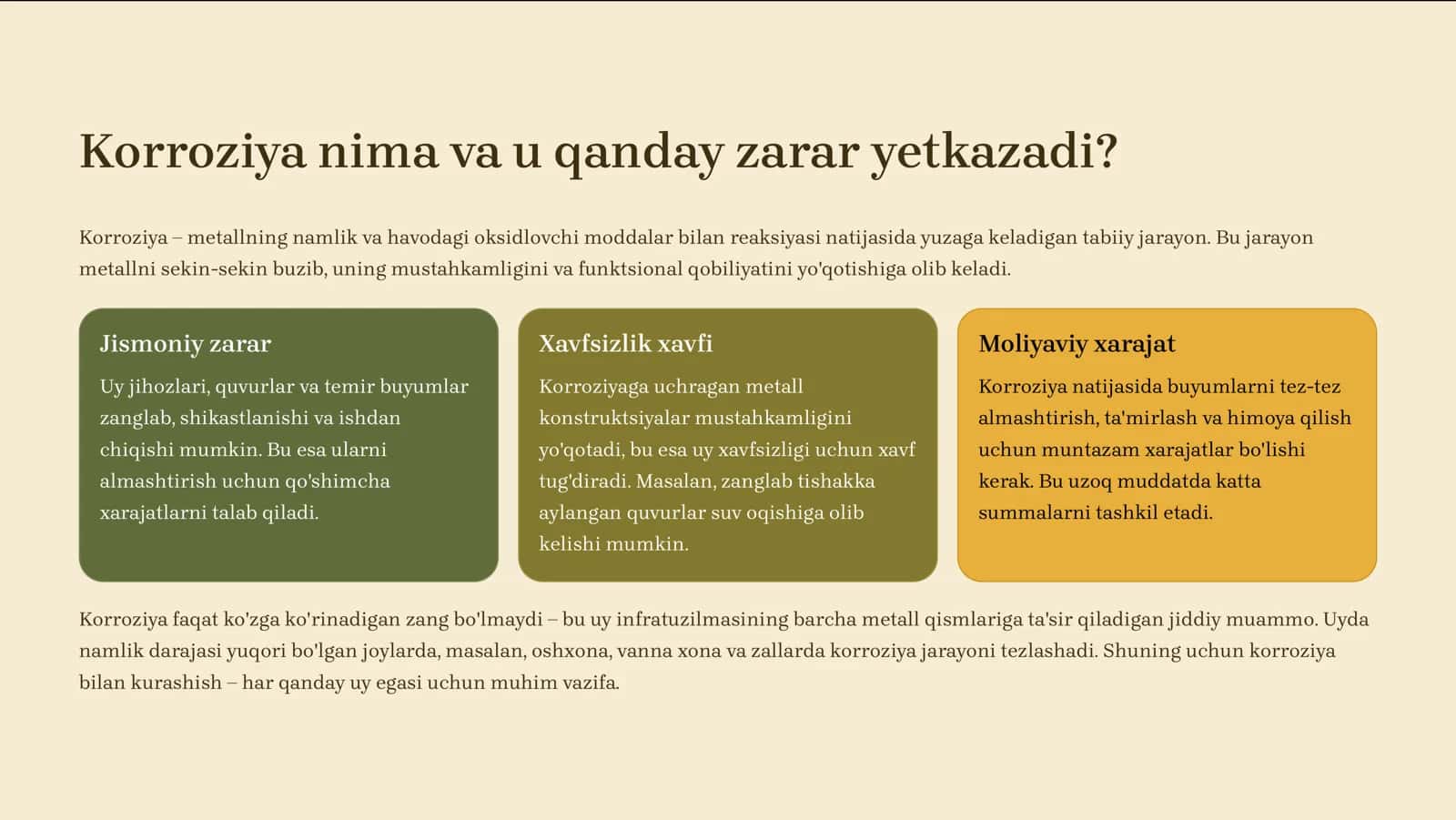 Uyda Korroziyani Kamaytirish Yo'llari 3