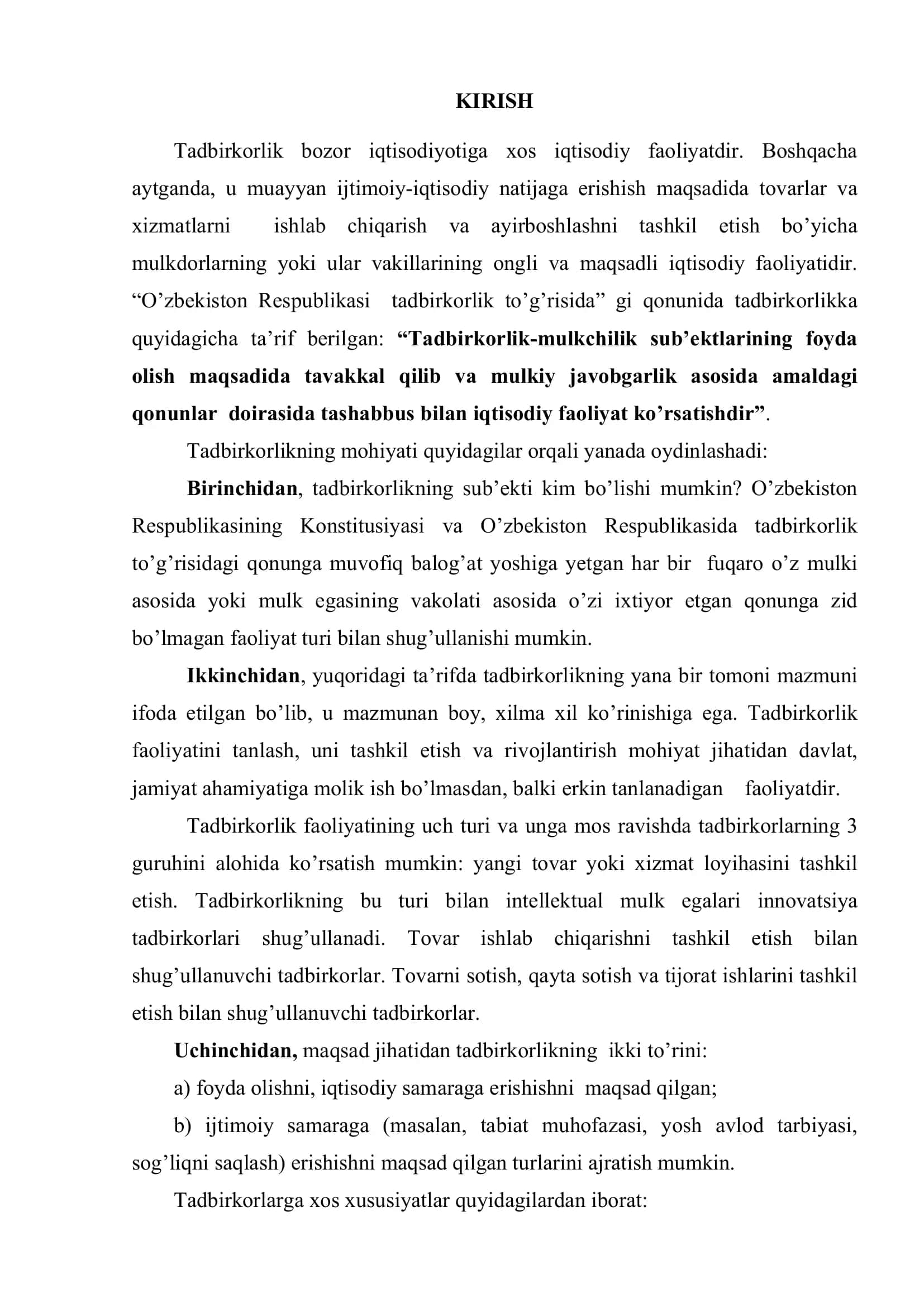 MAMLAKAT IQTISODIYOTIDA KICHIK BIZNES VA XUSUSIY TADBIRKORLIKNI INTENSIV RIVOJLANTIRISH ISTIQBOLARI 3