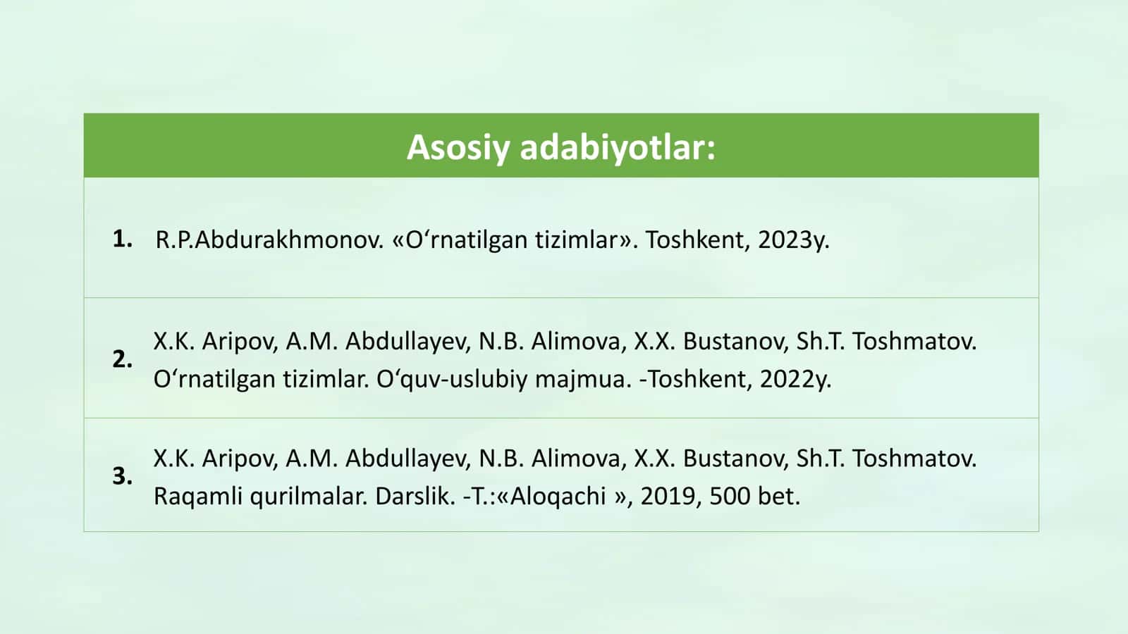 O‘rnatilgan tizimlar 3