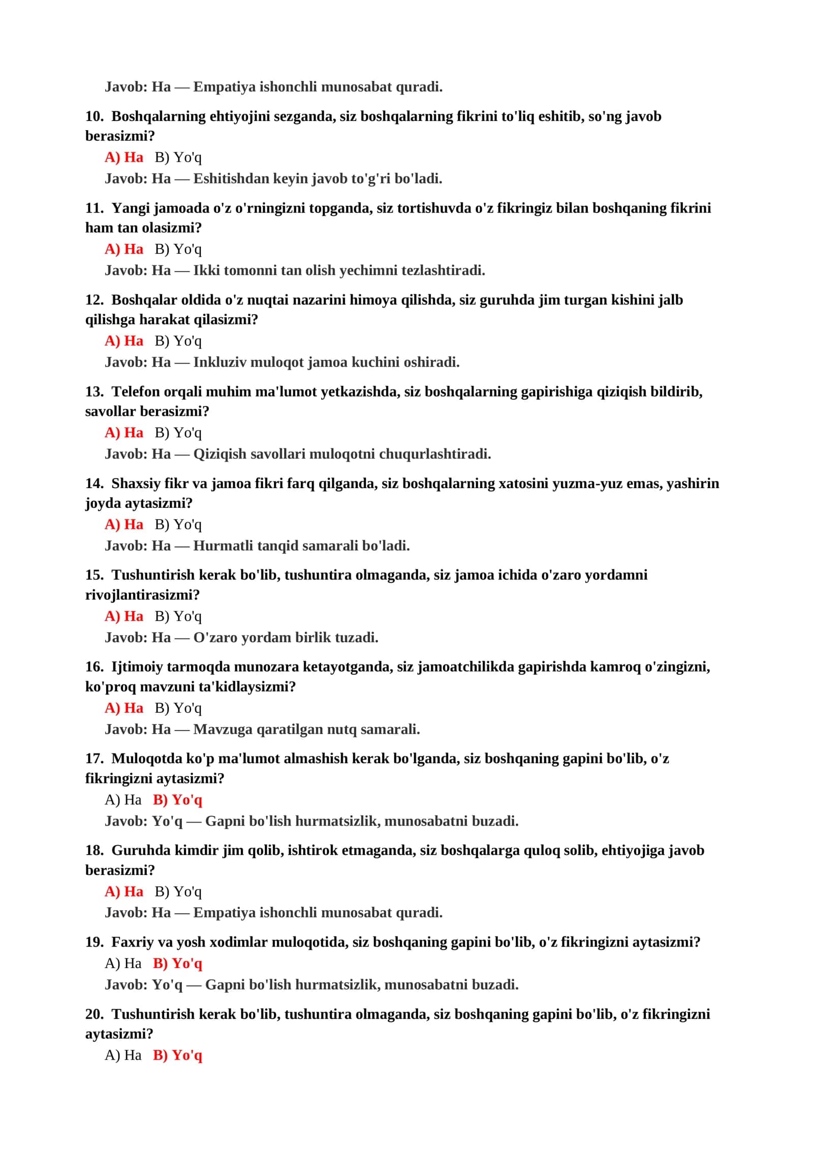 PSIXOLOGIYA FANIDAN MUSTAHKAMLASH TESTLARI 3