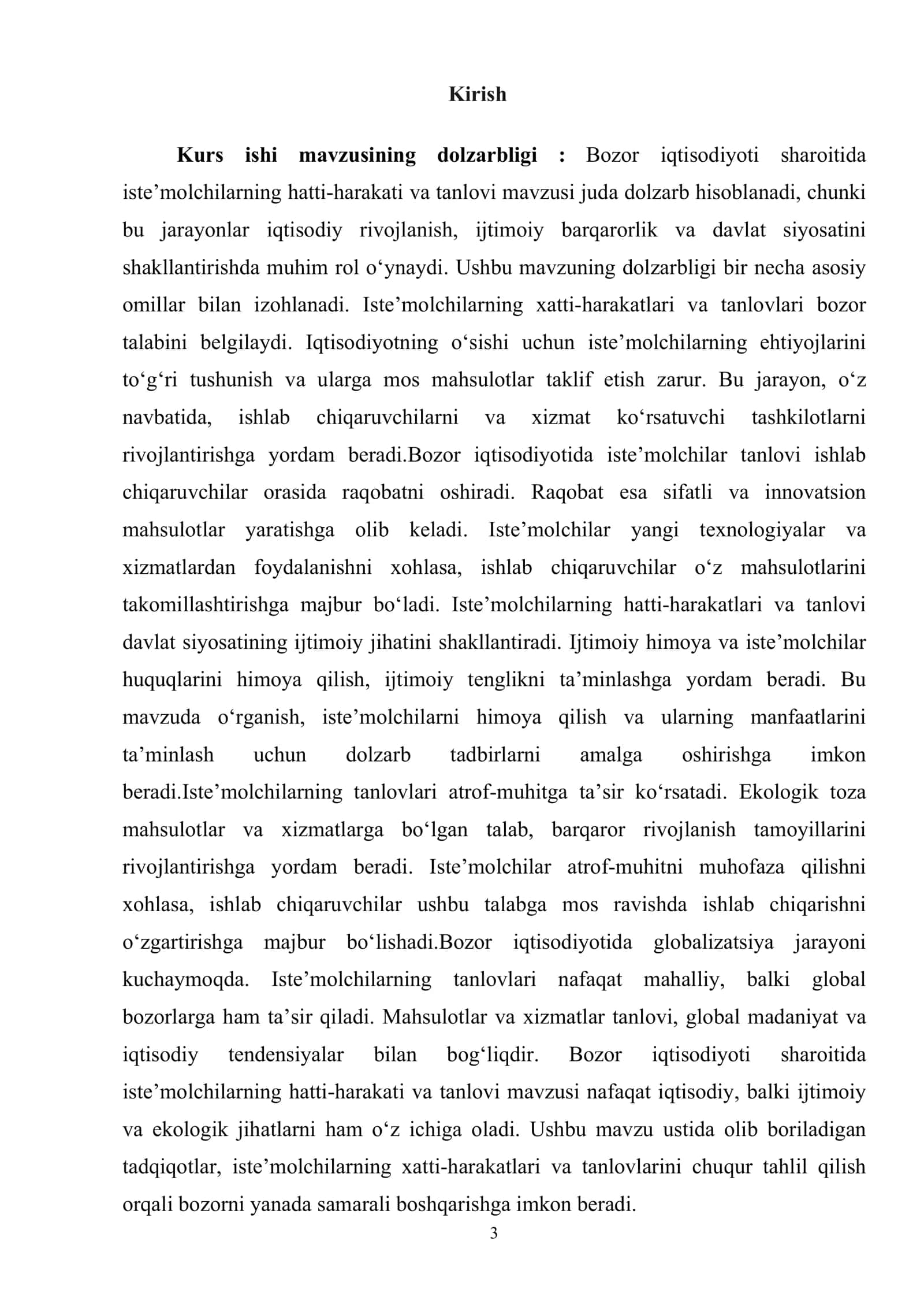 Bozor iqtisodiyoti sharoitida iste’molchilarning hatti-harakati va tanlovi 3