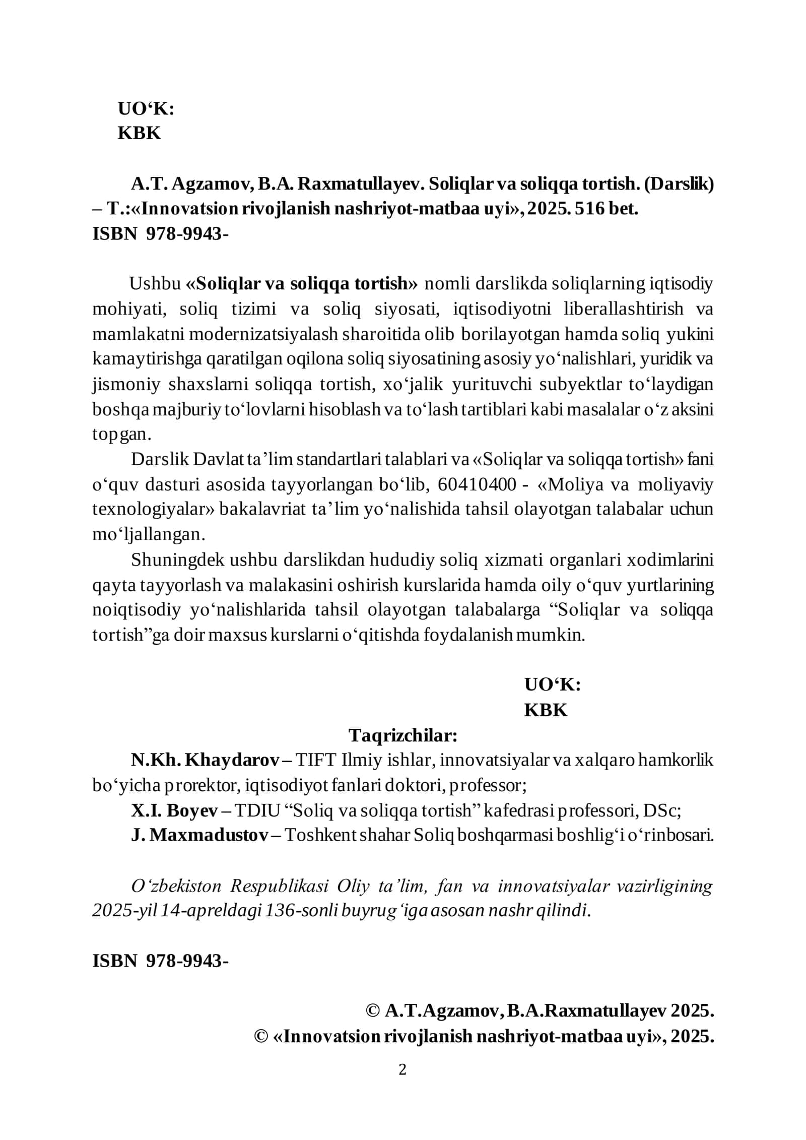SOLIQLAR VA SOLIQQA TORTISH (Darslik) 3