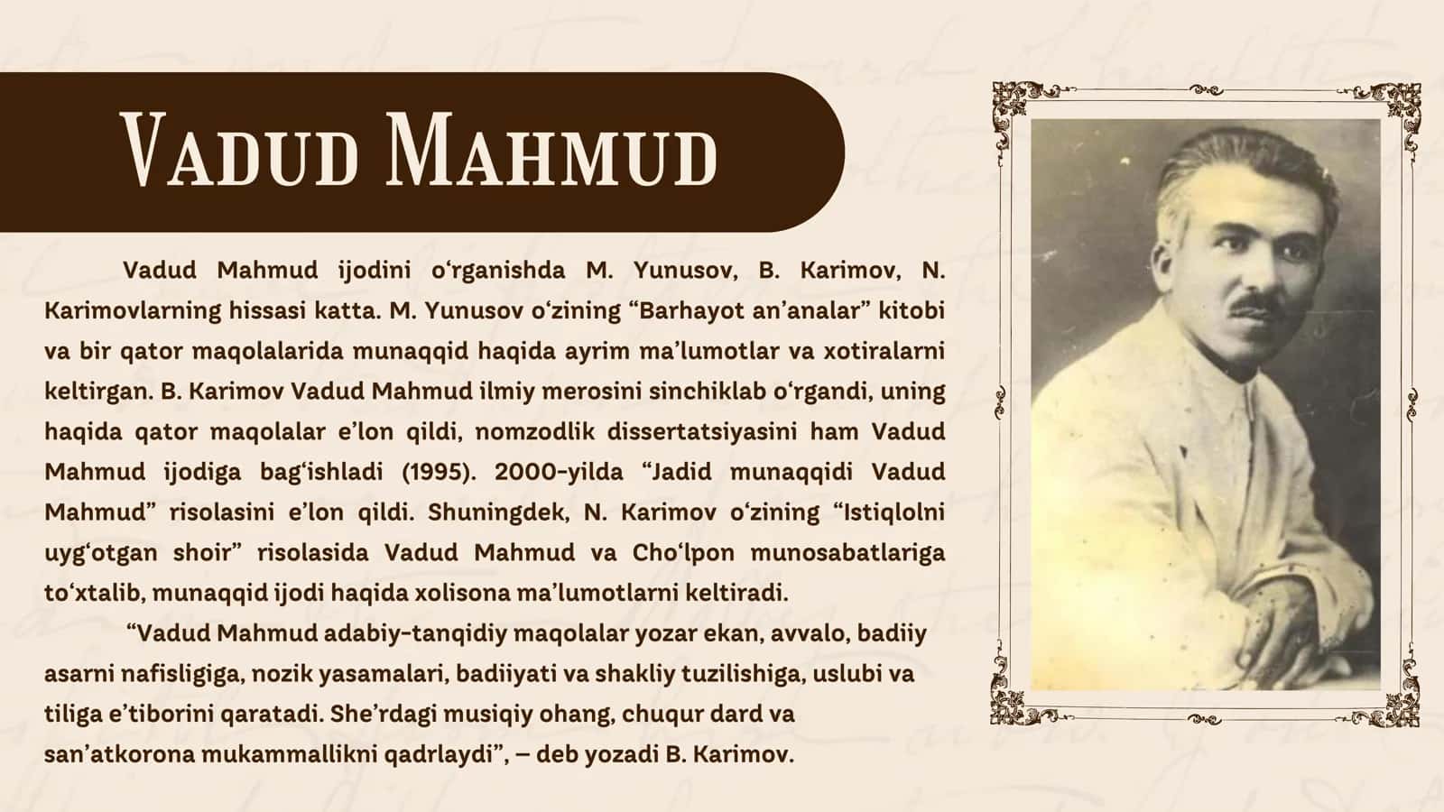 VADUD MAHMUDNING ADABIY - TANQIDIY QARASHLARI 3