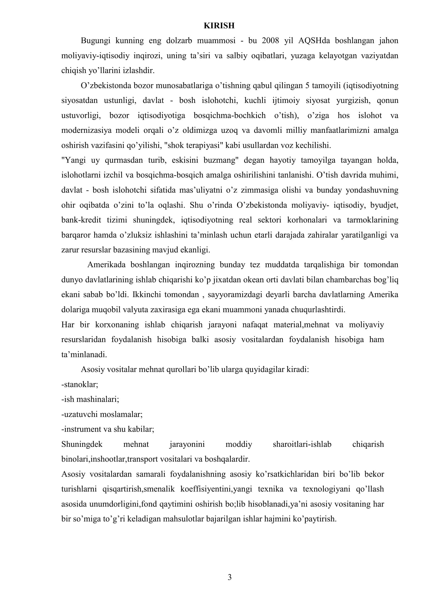 Mavzu: Asosiy vositalar hisobi 3