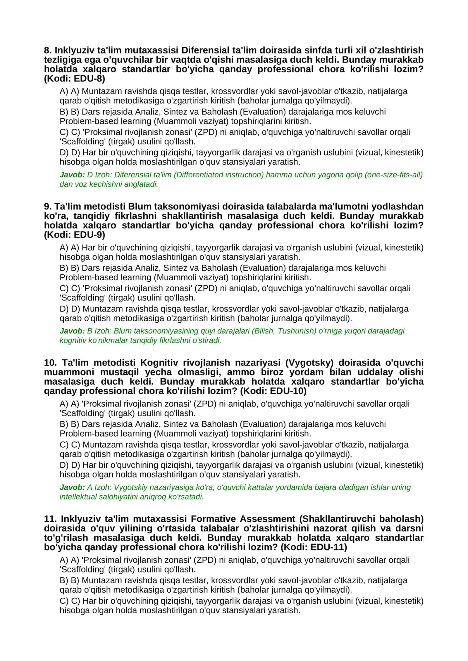 MILLIY SERTIFIKAT TESTLARI 3