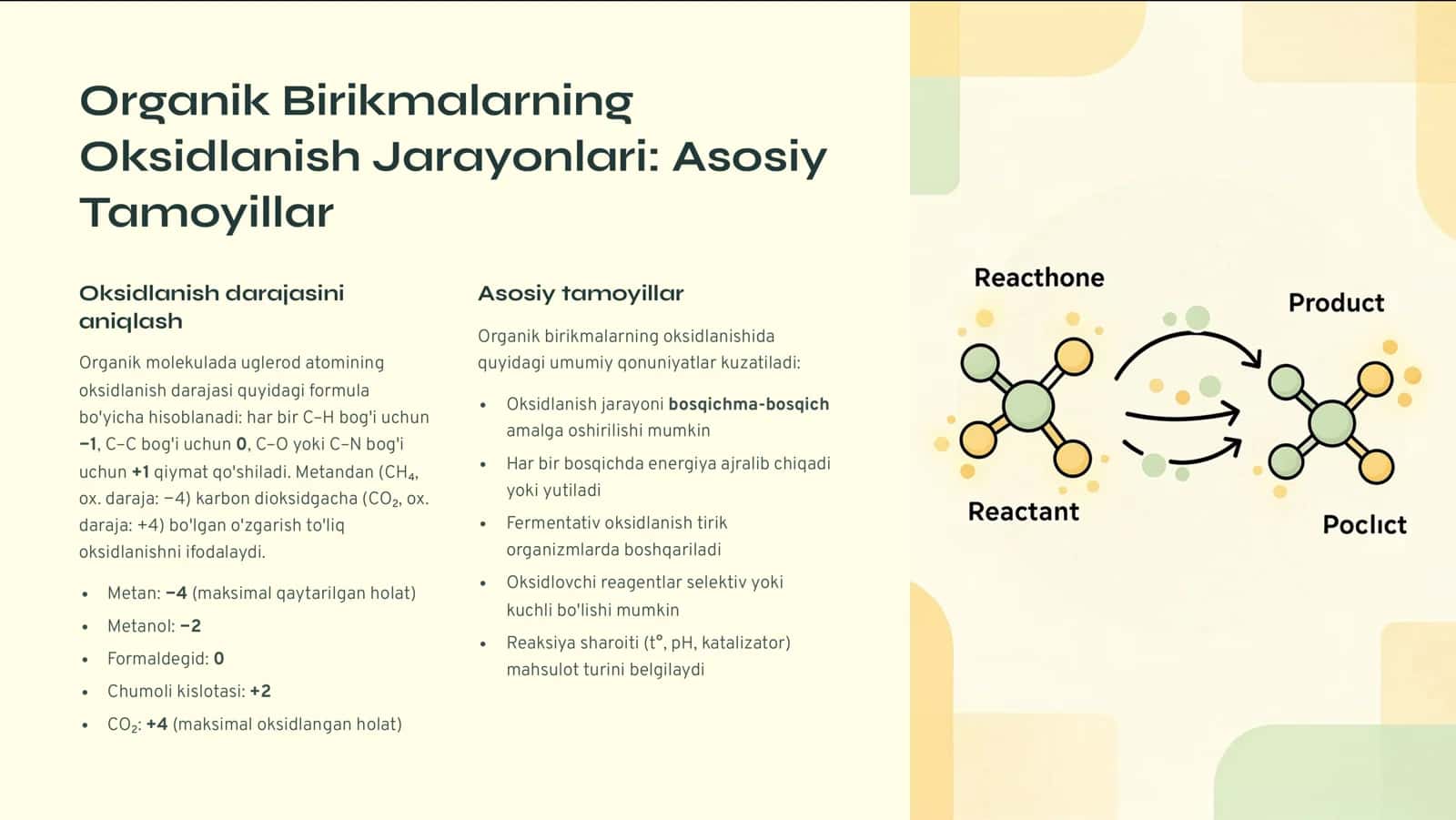 Organik Birikmalarning Oksidlanish va Qaytarilish Jarayonlari 3