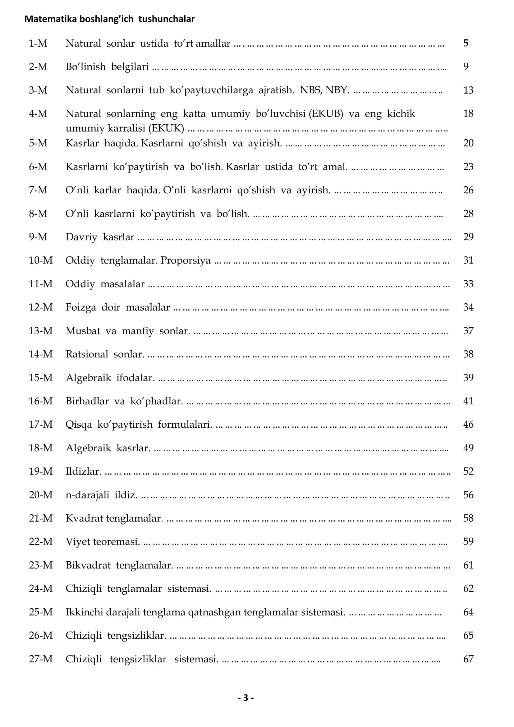 Matematika boshlang’ich tushunchalar 3
