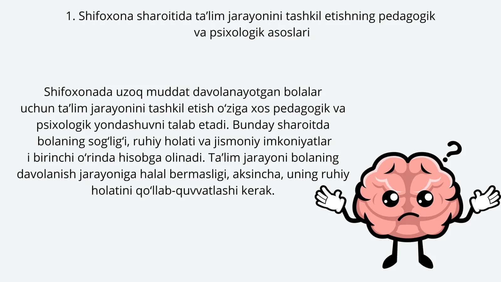 Shifoxonada uzoq muddatli davolanayotgan
bolalar uchun ta’limiy muhitni yaratishning o‘ziga xos
xusu 3